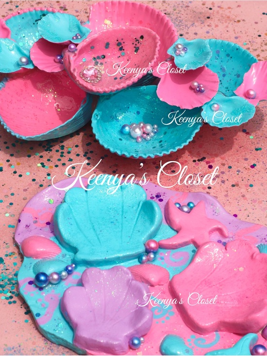 Hand Crafted Other - 🧜♀️ Mermaid Trinket Tray + Clay Made Tray with Pearls